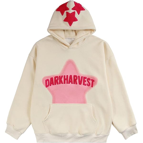NECHARI Y2k Jacket Men Star Oversized Apricot Sweatshirts