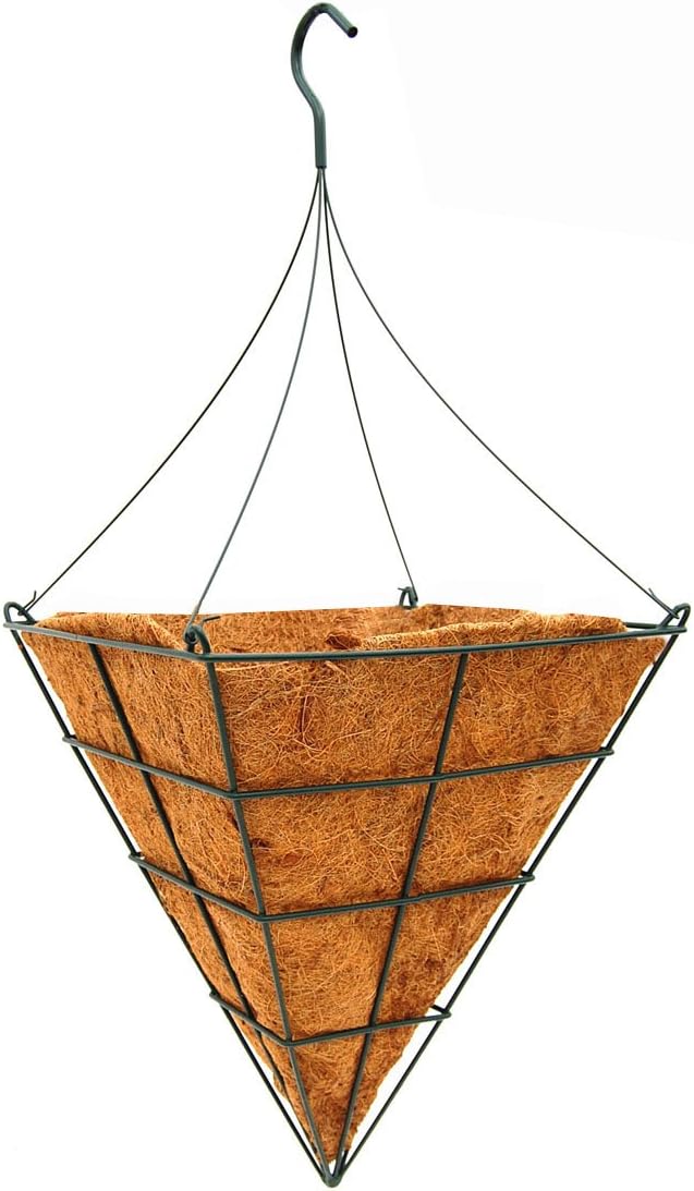 14" Square Cone Shaped Grower Hanging Basket with Liner and