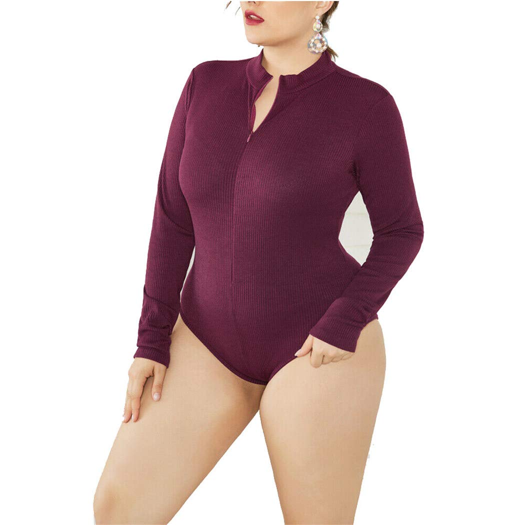 Online Discount Air Smart Womens Long Sleeve Knitted Bodysuit Jumpsuit Zip Front One Piece Bodycon Rompers Plus Size On Sale Pulsosocial Com