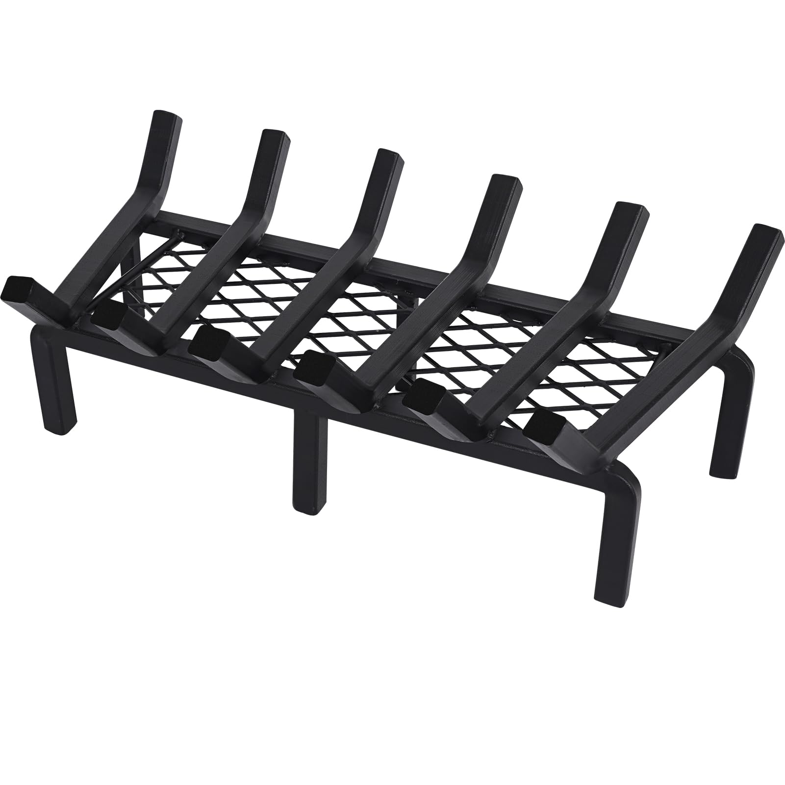 Photo 1 of 20 Inch Fireplace Grate with Ember Retainer,Cast Iron Fireplace Log Grate,Fireplace Log Holder,Heavy Duty Solid Steel Fireplace Wood Holder,Wood Stove Wrought Rack for Indoor Hearth Outdoor Fireplace