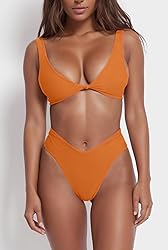 geluboao Orange High Waited Swimsuits for Women 2