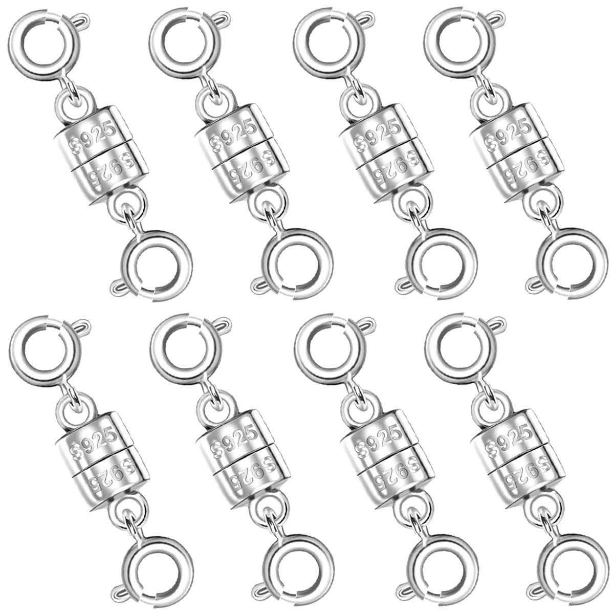 Photo 1 of 925 Silver Magnetic Necklace Clasps, Magnetic Necklace Clasps and Closures for Bracelet Necklace Extender (8pcs Silver)