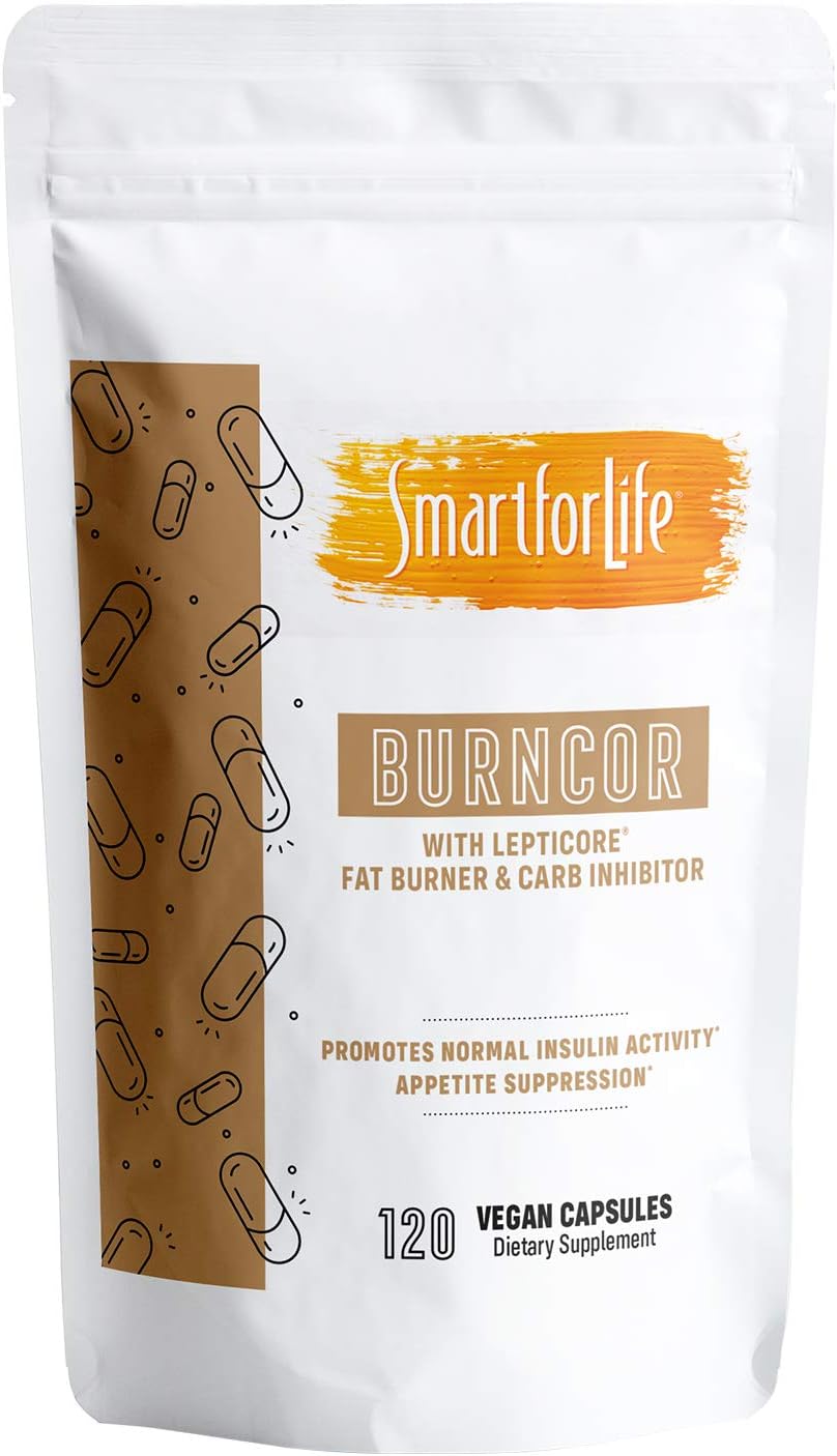 Smart for Life - Burncor with Lepticore – Leptin Resistance - Carb Inhibitor – Leptin Supplements for Weight Loss – Appetite Suppressant – Gluten Free Diet Pills – Keto Pills – 120 Capsules
