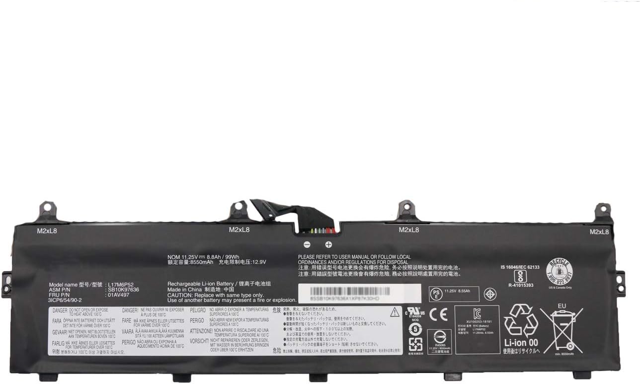L17C6P51 01AV497 L17M6P52 SB10K97636 01AV498 SB10K97637 Laptop Battery Replacement for ThinkPad P72 P73 Series(11.25V 99Wh 8800mAh)
