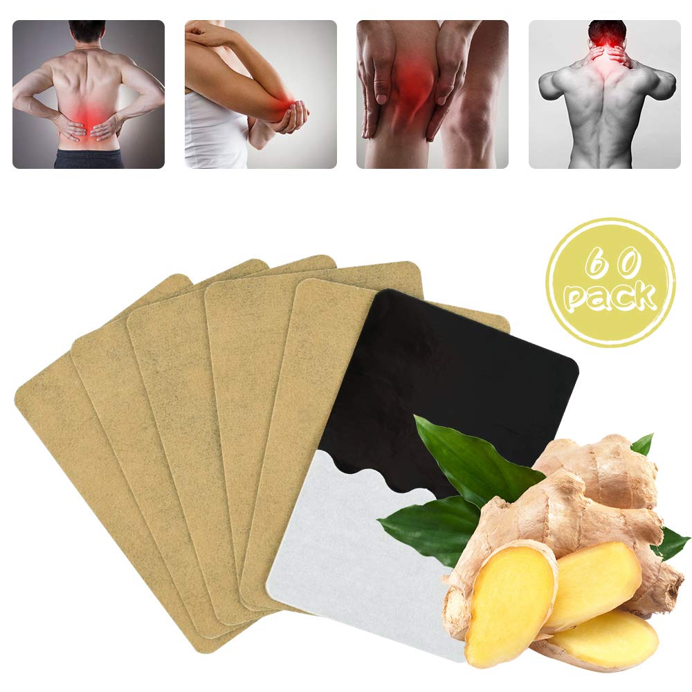 Ownest 60Pcs Herbal Ginger Patch, Relieve Joint Foot Pain, Promote Blood Circulation, Improve