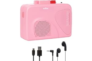 ODEO Cassette Tape Player | Portable Battery Operated | Radios Portable AM FM with Built-in Speaker, Tape Voice Recorder, VAS, Aux In Port | Includes Wired Earbuds for Music and Travel