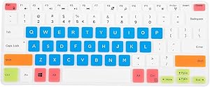 Leze - Ultra Thin Silicone Laptop Keyboard Cover Skin Protector for 11.6" Dell Inspiron 11-3162 11-3168 11-3169 11-3179 i3162 i3168 i3169 i3179 Laptop - White Blue