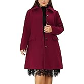 Agnes Orinda Plus Size Coat for Women Peter Pan Collar Single Breasted Winter Long Coats