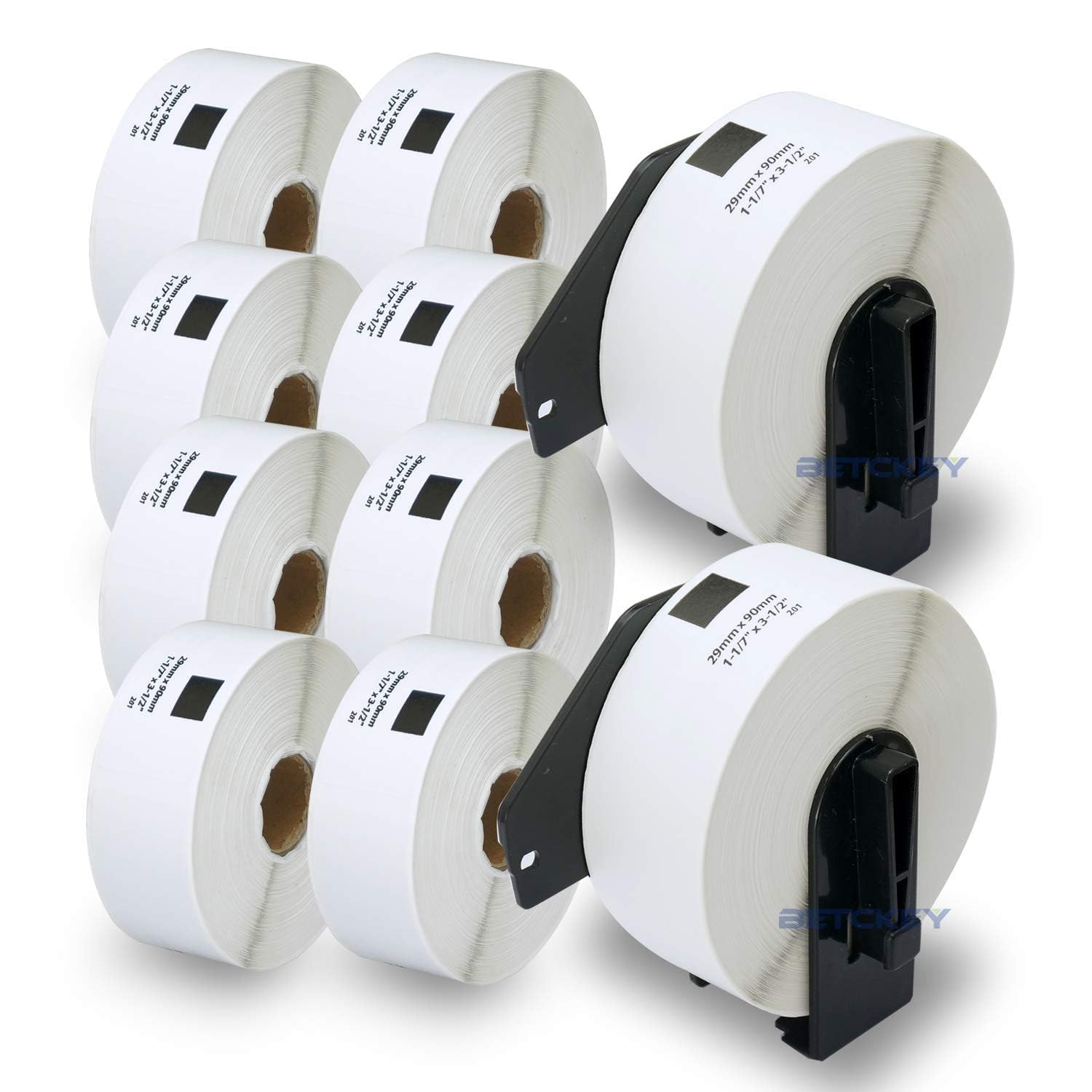 BETCKEY - 10 Rolls DK-11201 Labels with ONLY 2 Reusable Label Holders, 29mm x 90mm, 4000 Standard Address Labels Using for Ql Label Printers