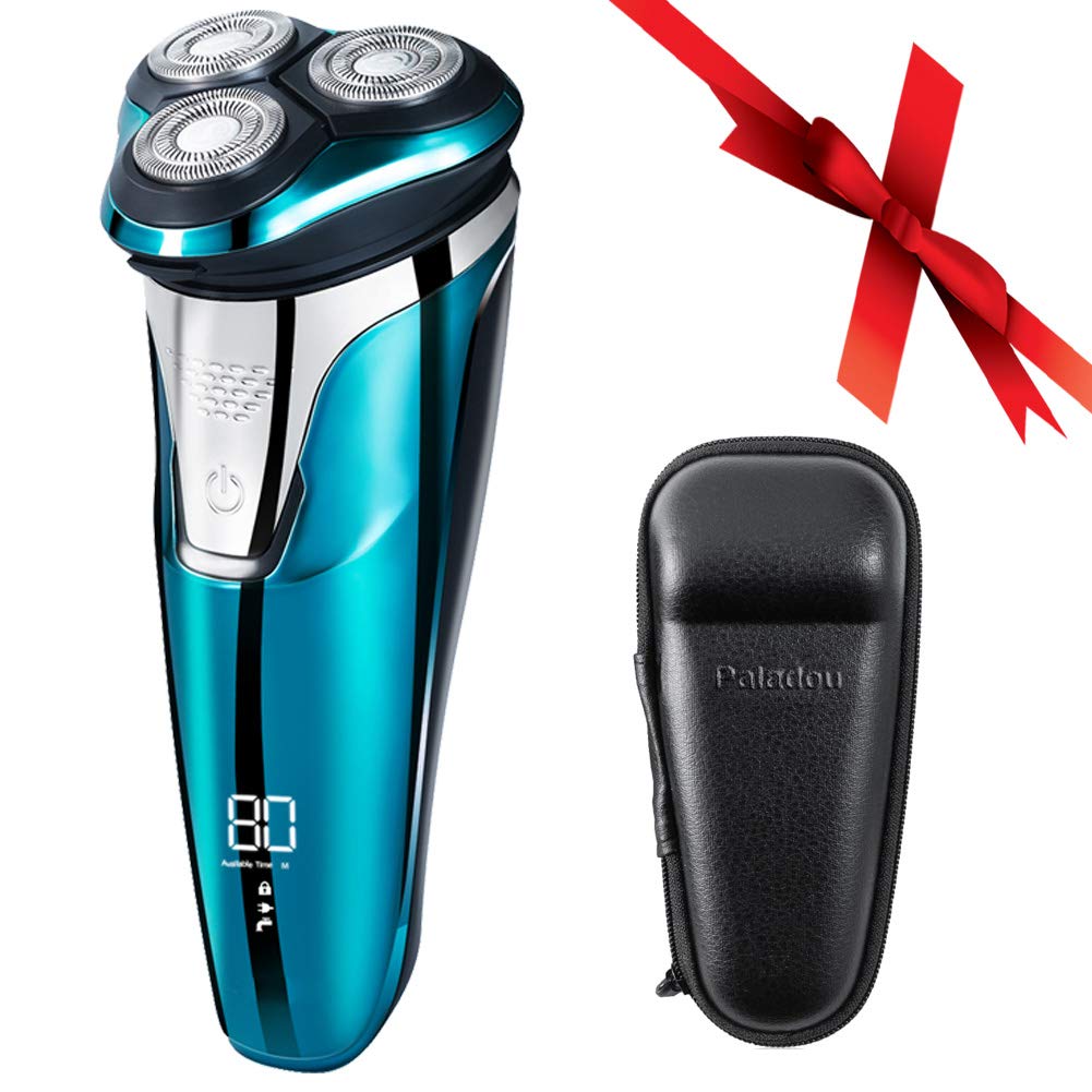 Paladou Electric Rotary Razor Shavers for Men Portable USB Rechargeable Travel Case Wireless Beard Trimmer Kit Wet Dry Facial Mustache Cordless Waterproof Best Gift Set