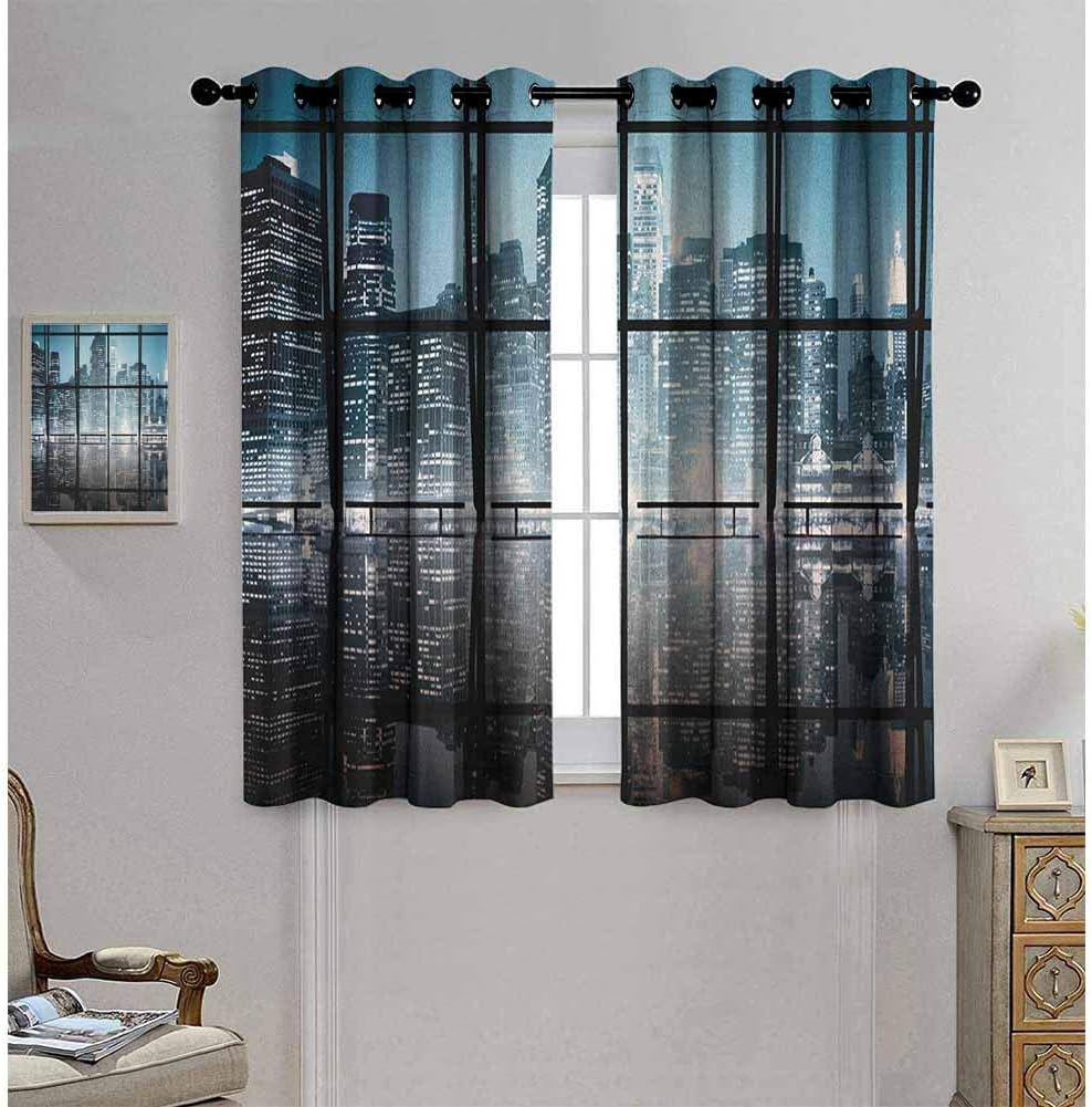 Ahuimin Modern Noise Reducing Blackout Curtains, Modern New York City Scenery at Night with
