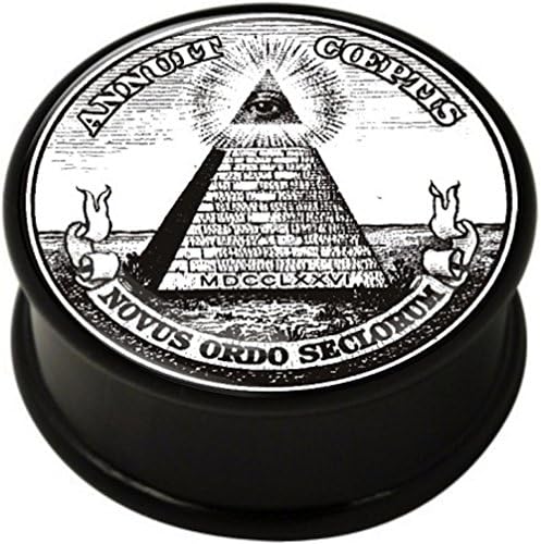 Illuminati (Dollar Bill) Screw Fit Stash Box Acrylic Gauges/plugs 2 Piece (1 Pair) (B/95)