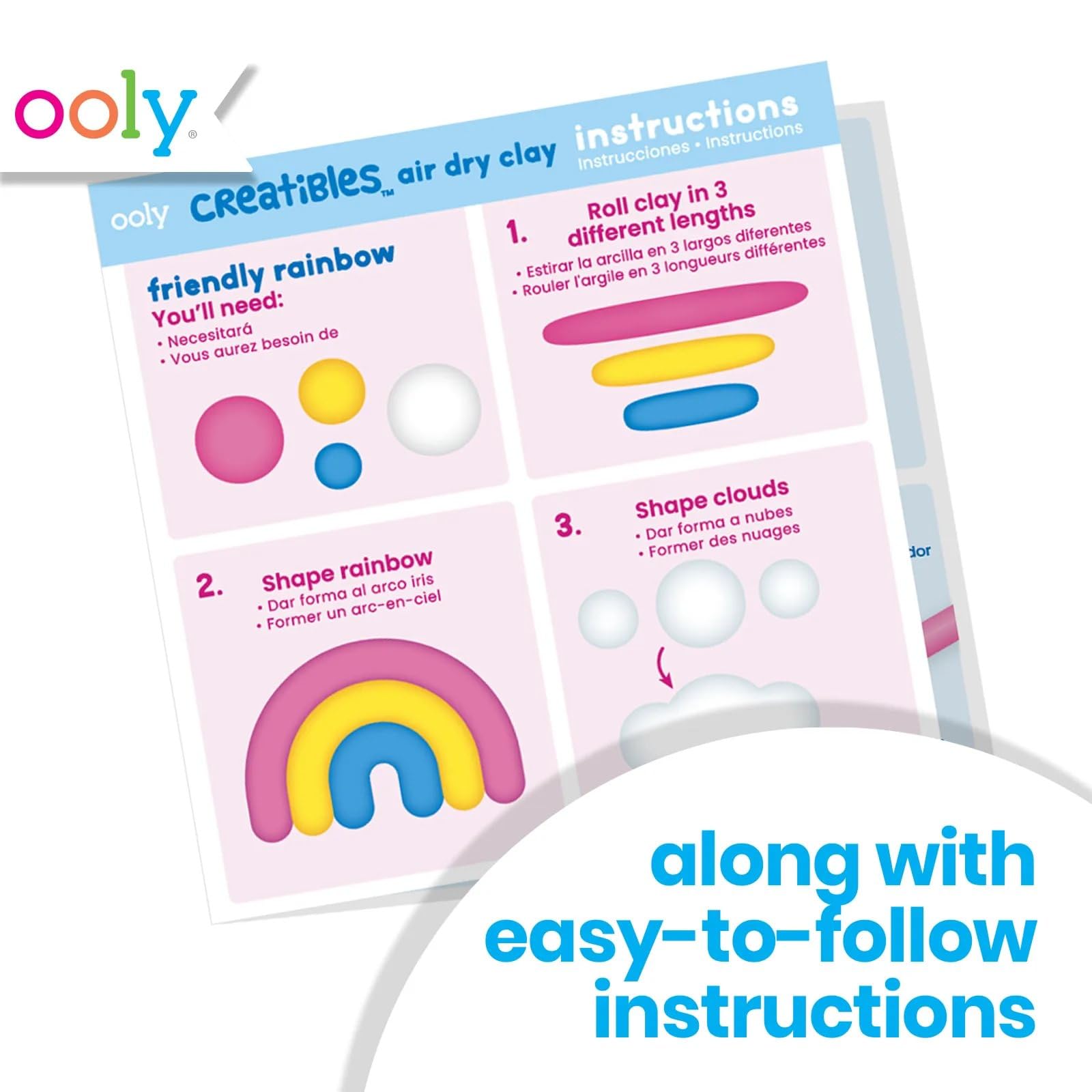 Ooly Creatibles, 16 Colors Air Dry Clay Expansion Set for Kids Crafts, Modeling Clay in 16 Colors, 4 Tubs, Airdry DIY Art Expansion Set Summer Crafts for Kids Ages 6 and Up