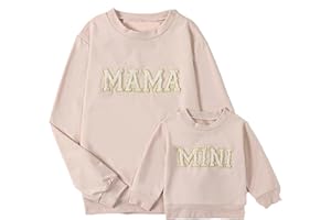 Winioder Mommy and Me Matching Outfits Letter Print Crewneck Pullover Sweatshirt Long Sleeve Shirt Tops Baby Clothes