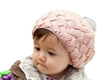 Amazon ニット帽 子供 ベレー帽 ポンポン 編み込み キッズ ベビー