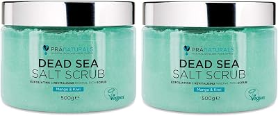 PraNaturals Dead Sea Salt Scrub 2x500g Mango Kiwi Nourishing Exfoliating Skin