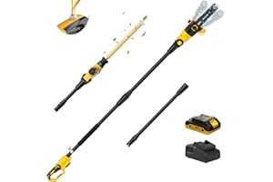 ZEGJAW Pole Saw 8-Inch Cordless Tree Trimmer and 18-Inch Pole Hedge Trimmer 2-in-1, 15-Feet Max Reach, Auto Oiling, Telescopi