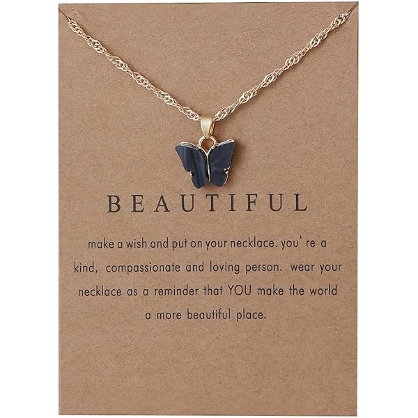 Collier Papillon Pour Fille | Message “Tu Embellis Le Monde” | Cadeau Anniversaire | Ajustable 18+2 Pouces - 12