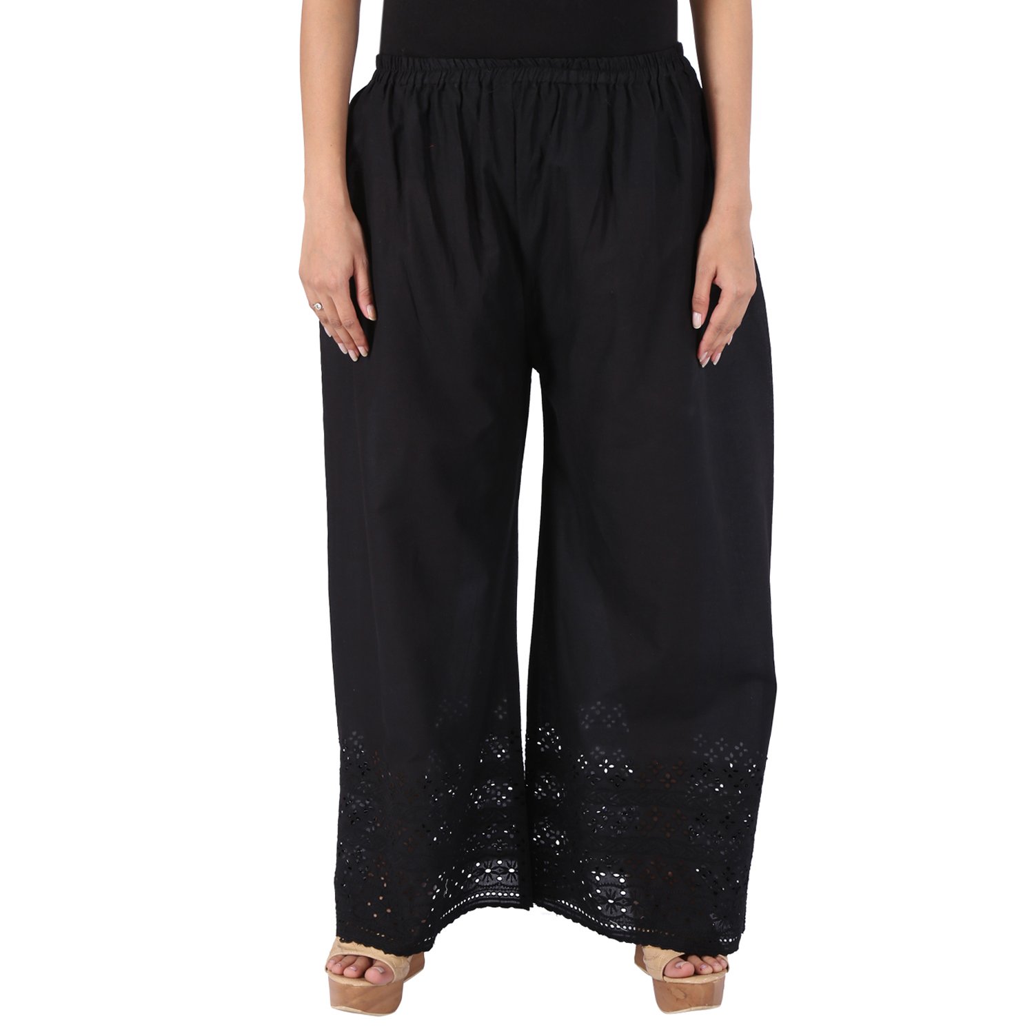 ayesha creations cotton chikan hakoba afghani palazzo pants for women