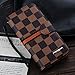 RAYTOP iPhone 6s Case Leather Cover for Apple iPhone 6 4.7 Regular Size Kickstand Brown Leather Checker Plaid Striped Magnetic Hand Strap Wristlet Slim Men Guys Gift Classy Decent Business Style New