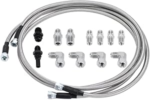 6AN 70" Transmission Fluid Oil Cooler Hose Line Kit&Separator Clamp, Fit for GM Chevy Transmission TH400 4L60E 4L80E TH350 70