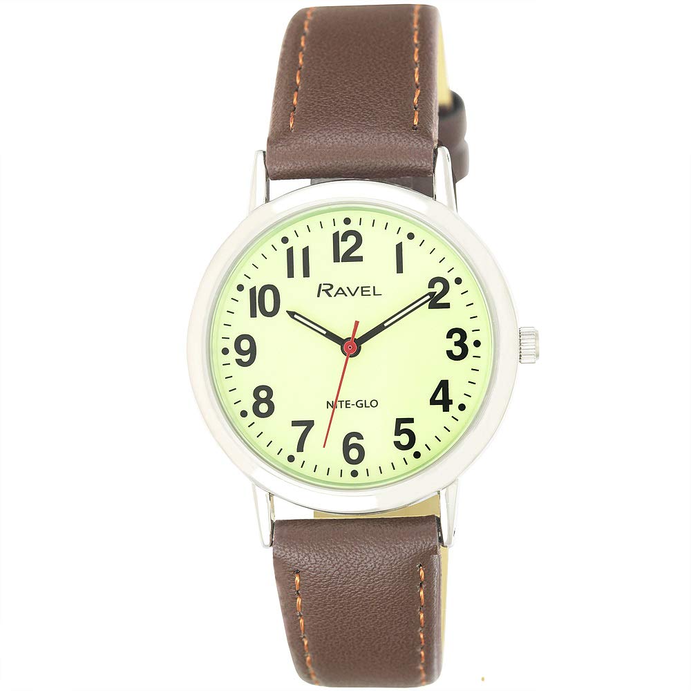 Ravel Glow in The Dark Luminous Dial Watch - Brown
