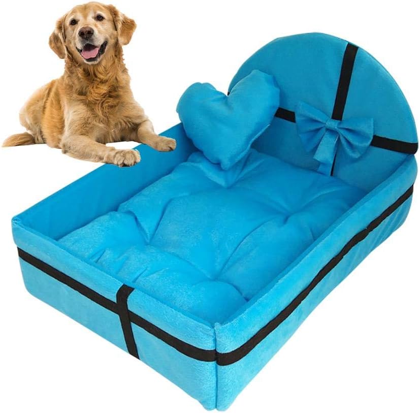 GCSEY Pet Dog Bed,Cute Plush Cushion Pet Dog House Nest With Mat, Pet Removable Warm Mattress