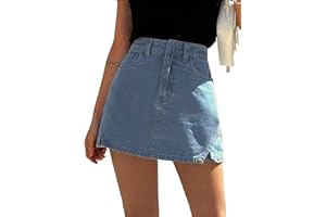 CaniBtr Jean Skorts for Woman Trendy High Waisted Stretchy Y2k Mini Skirt Denim Shorts Skort