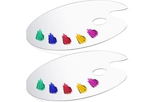 Acrylic Paint Palette 2pcs 11.8 x 7.9 inches with Thumb Hole by DUGATO, Clear Oval-Shaped Non-Stick Acrylic Oil Paint Mixing Tray- Comfortable to Hold & Easy to Clean - for DIY Art Painting Plate