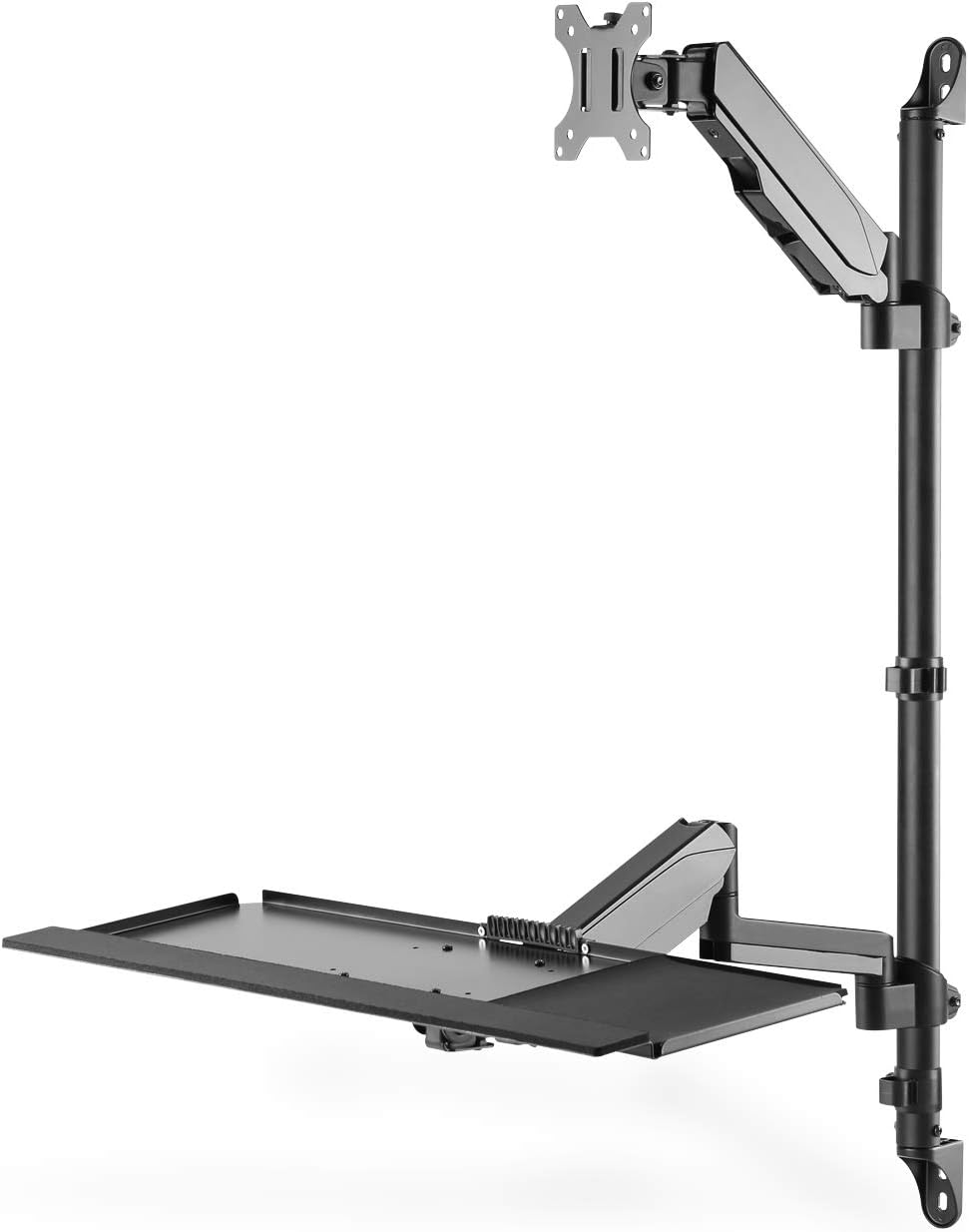 DIGITUS Standing/sitting workstation, Monitor & PC mount & keyboard tray, Wall mounting, 2x gas pressure spring, 1 monitor