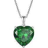 Aprila Women Heart Necklace 925 Sterling Silver 13 * 13mm Birthstone Pendant with Chain 5A Cubic Zirconia Jewelry