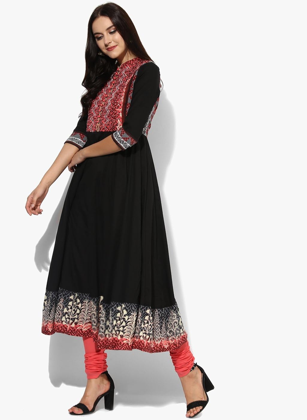 rain and rainbow women's anarkali cotton salwar suit (pack of 3)