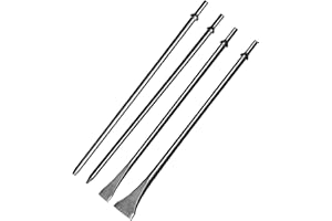 Phyxlyn Pneumatic Taper Punch and Air Cold Chisel Set, 7/32" x 18" Point Tip，3/8" x 18" Point Tip，3/4" x 18" Flat Chisel, 2" Wide 18" Long Scaling Chisel Floor Scraper, 0.401 Inch Shank Air Tool