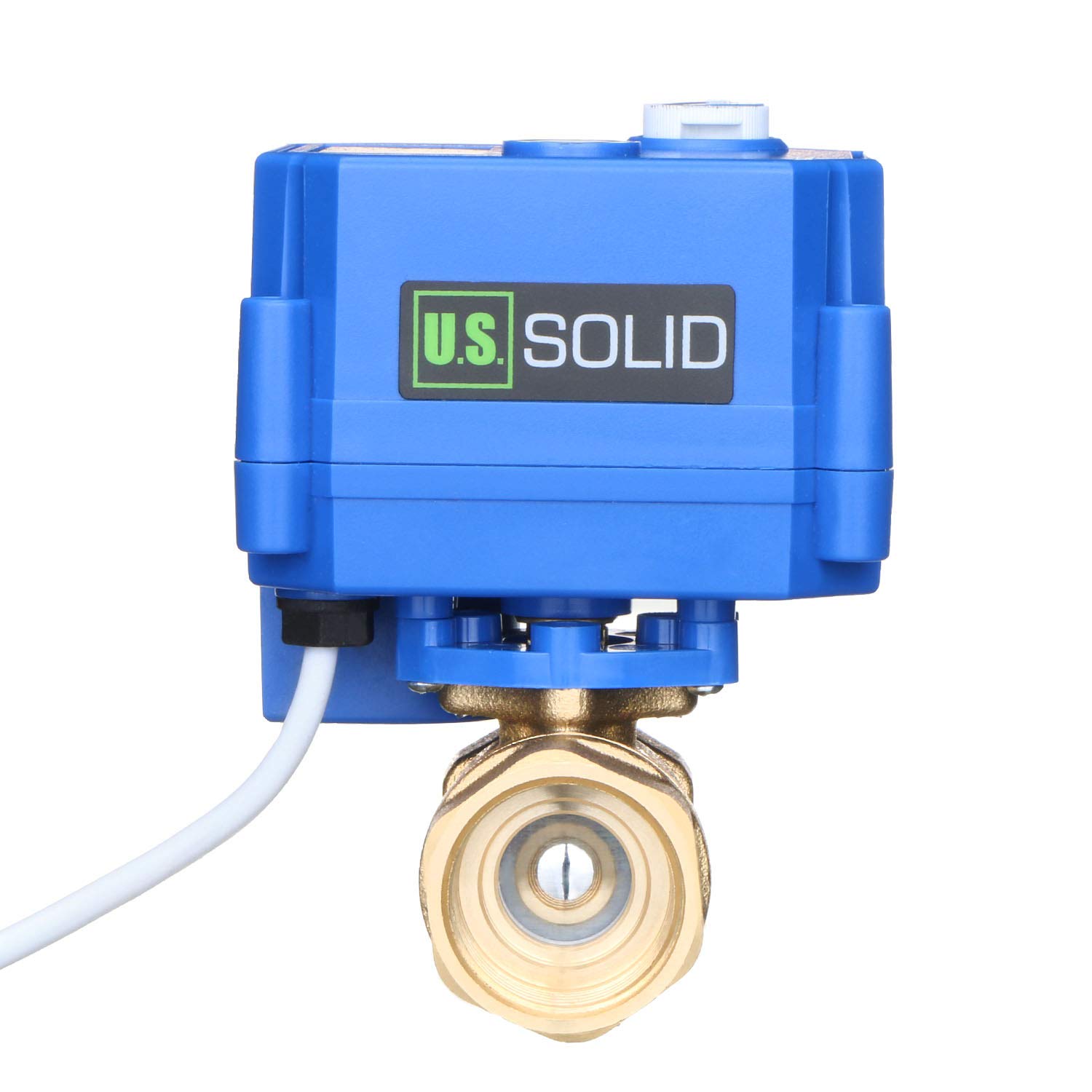 U.S. Solid Motorized Ball Valve- 3/4" Brass Ball Valve with Manual Function, Standard Port, 9-24V AC/DC and 2 Wire Auto Return Setup