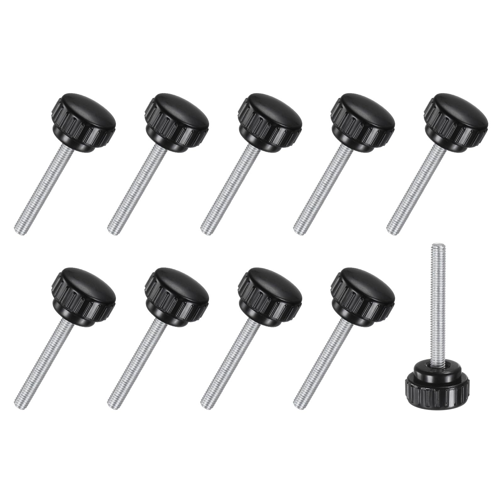 M METERXITY 10-Pack Knurled Clamping Knobs, M6x40mm Male Thread Knurled Thumbscrew, Carbon Steel Screw on Knobs Grips for Machinery/Electronic/Furniture, Mounting Handle Bolts [Black]