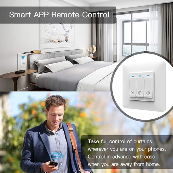 MOES Alexa Interruptor Persianas WiFi Inteligente Para Cortinas Persianas Enrollables y Estores Electrico motor Domotica Compatible con Smart Life Tuya Alexa y Google Home