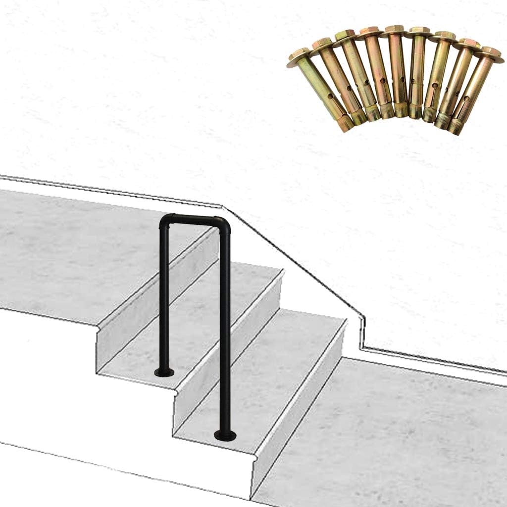 ZzJj - Barandillas Interiores y Exteriores de 2 escalones, barandillas de Escalera de Tubo en U de Hierro Forjado Vintage, con Kit de Montaje de barandillas de jardín o Porche, tamaño Opcional: