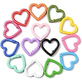 Stiesy 28 Pcs 14 Colors Love Heart Spring Gate Rings 7 Gauge Heart Ring Clasp for Jewelry Making Bag Purse Strap Keyring Mobile Phone Strap Chain Making