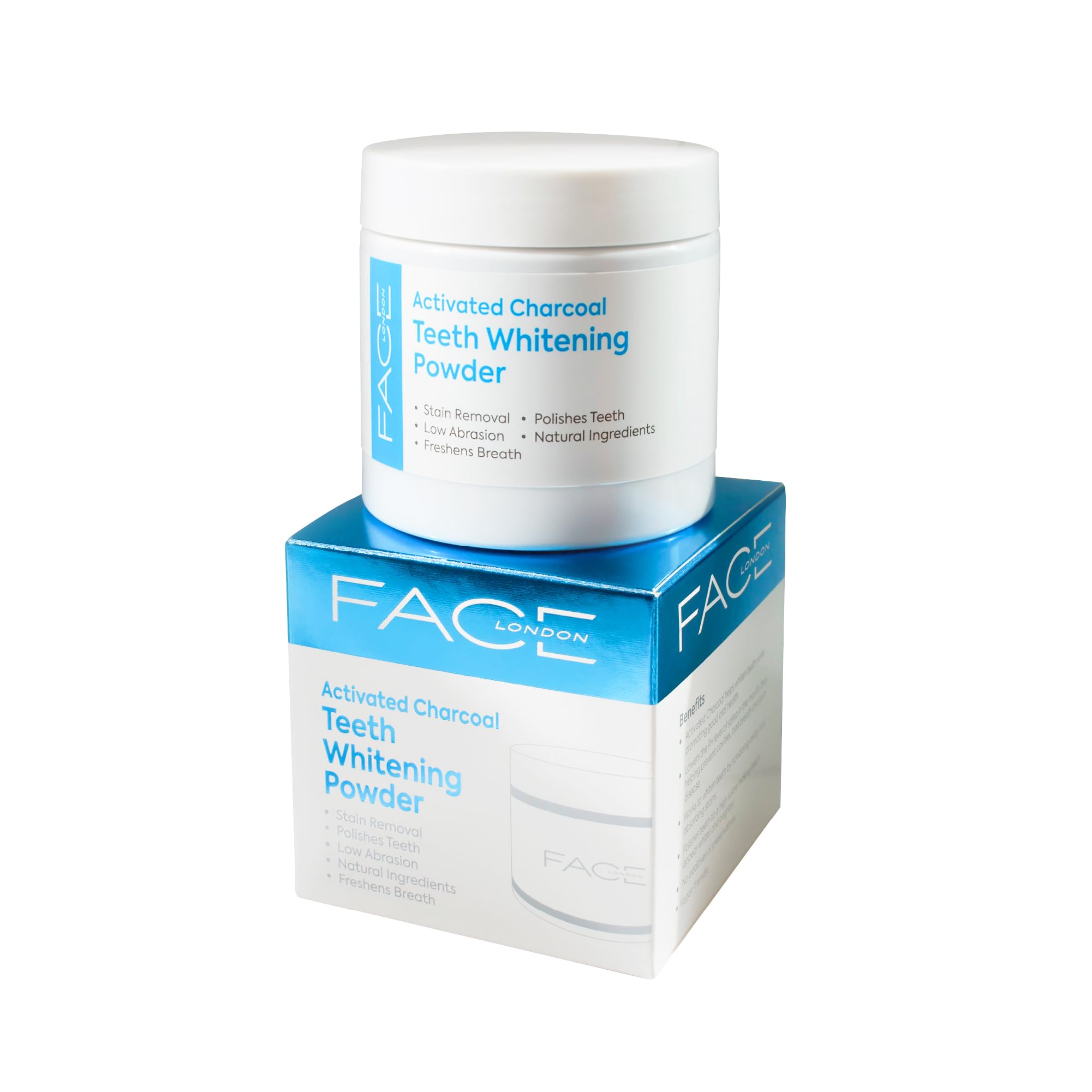 Face London Teeth Whitening Activated Charcoal Powder 60g with Zero Sensitivity & Enamel Friendly for Teeth Stain Removal, Polish Teeth | Teeth Whitening Powder | Teeth Whitener