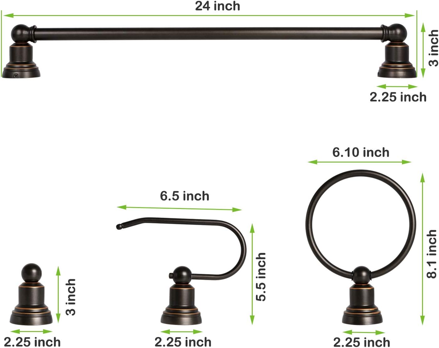3-Light Vanity Light Fixture, 5-Piece All-in-One Bathroom Set (Led Edison Bulbs as Bonus), Oil Rubbed Bronze Wall Sconce Lighting with Glass Shads, ETL Listed - - 