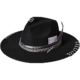 SAJUZEN Wide Brim Fedora Hats for Women Men Felt Panama Hat Dress Up Handmade