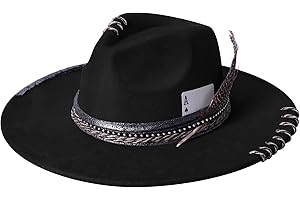 SAJUZEN Wide Brim Fedora Hats for Women Men Felt Panama Hat Dress Up Handmade