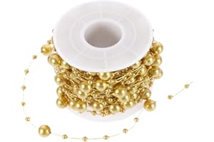 10M Golden Plastic Pearl String Beads Chain - Elegant Diy Decoration for Weddings, Parties, and Crafts