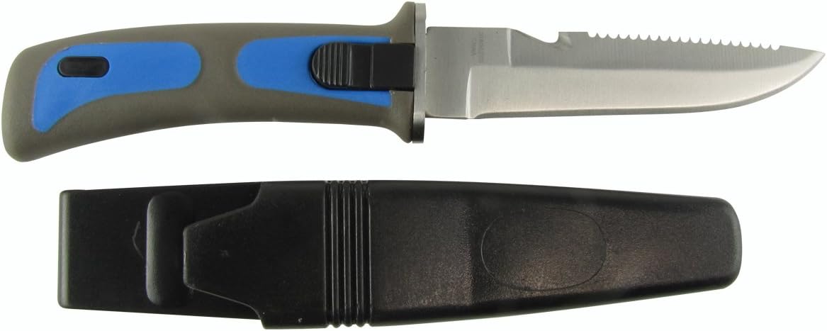 Treasure Gurus Stainless Steel Blue Dive Knife with Sheath Arm or Leg Straps and Line Cutter : Sports & Outdoors