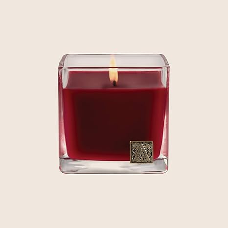 Amazon Com Aromatique The Smell Of Christmas Glass Cube 12 Oz Scented Jar Candle With Metal Medallion For Home Decor And Gift Home Improvement