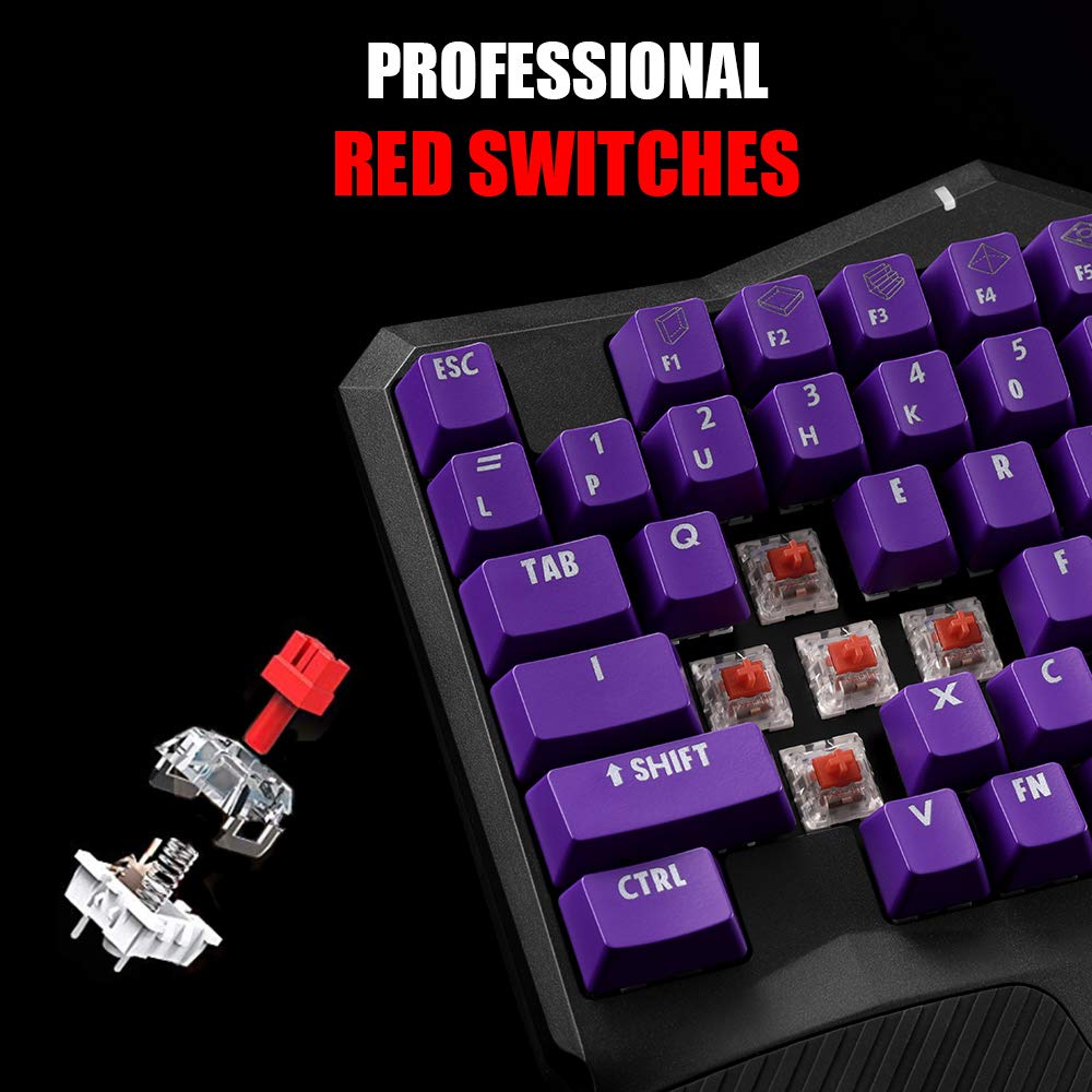 One Handed Gaming Keyboard, MAD GIGA Mechanical Red Switch Gaming Keypad Half Keyboard with Programmable Macro for Game PUBG/CS GO/Rainbow 6/LOL/Dota2