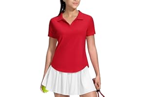 MIER Polo Shirts for Women V Neck Short Sleeve Golf Tennis Shirts Quick Dry Soft UPF 50+ Collared Active Tops, Lightweight