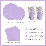 PARTY GO 96 Pcs Purple Disposable Party Tableware Set 24 Guests view 2