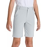 DEVOROPA Youth Boys Golf Dress Shorts Flat Front Adjustable Waist Kids Uniform Khaki Chino Causal Athletic Shorts Pockets