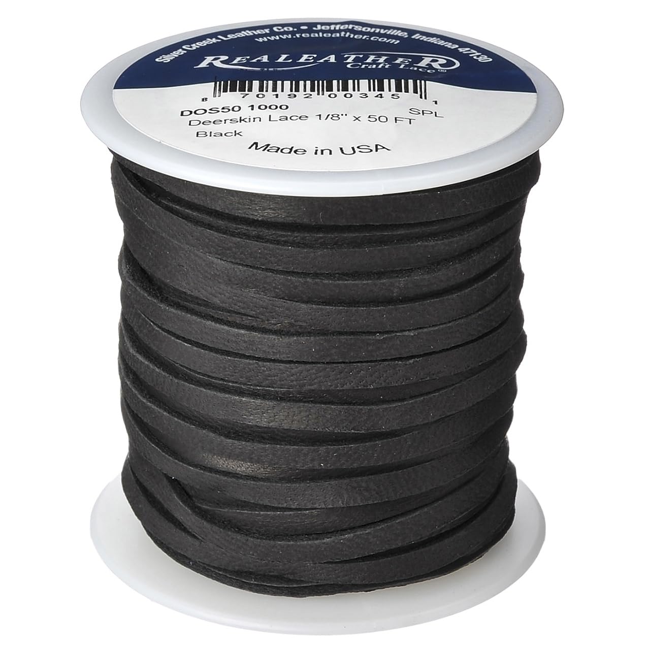 Photo 1 of Silver Creek Leather Co Realeather DOS50-1000 Deerskin Leather Lace for Crafts and Jewelry Making, 0.125" x 50', Black, 1-Spool